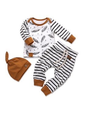 3-piece Long Sleeve Striped Baby Cotton Outfit