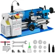 VEVOR Metal Lathe 7"x12",Precision Bench Top Mini Metal Lathe 550W, Metal Lathe Variable Speed 50-2500 rpm Nylon Gear With A Movable Lamp for Precision Parts Processing
