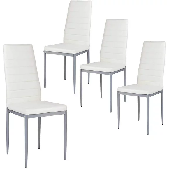 Ktaxon Set of 4 PU Leather Dining Side Chairs Elegant Design Home Furniture White