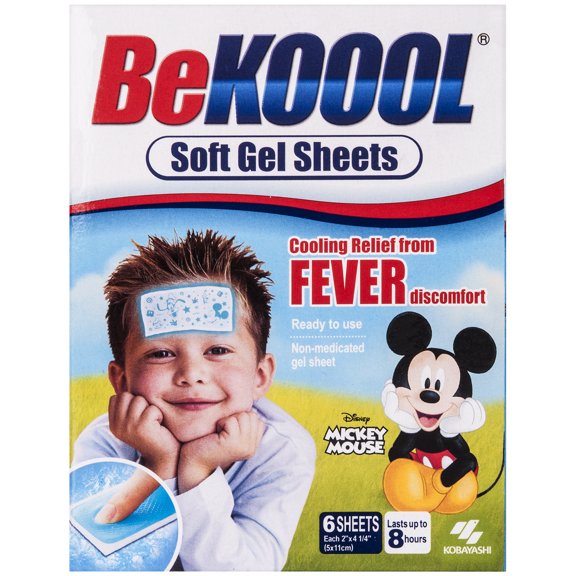 BeKoool Cooling Gel Sheets for Kids, Fever Relief, 6 Count