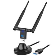Wireless USB WiFi Adapter, 1200Mbps Dual Band 2.42GHz/300Mbps 5GHz/867Mbps High Gain Dual 5dBi Antennas Network WiFi USB 3.0 for Desktop Laptop with Windows 10/8/7/XP/Vista, Mac OS X, Linux