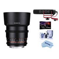 Rokinon 85mm T1.5 Cine DS Aspherical Lens for Micro Four Thirds Mount - Bundle With RODE VideoMic GO Lightweight On-Camera Microphone, Pro Software Pa