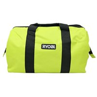 ryobi green wide mouth collapsible genuine oem contractor's bag w/ full top single zipper action and cross x stitching