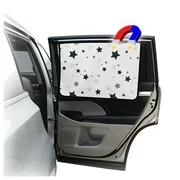 Car Side Window Sun Shade - Universal Reversible Magnetic Curtain for Baby and Kids with Sun Protection Block Damage from Direct Bright Sunlight, Heat, and UV Rays - 1 Piece of Black Stars