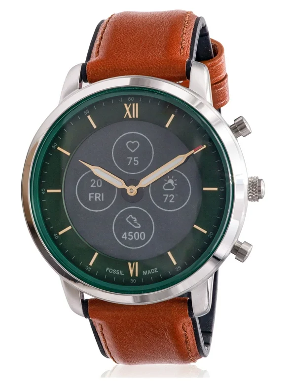 Fossil Adult Men's Hybrid Smartwatch HR Neutra Brown Leather FTW7026