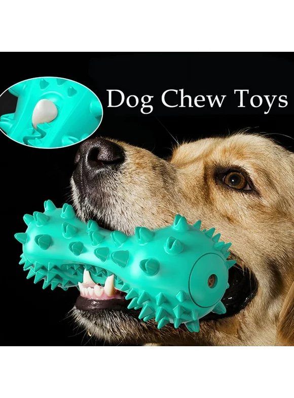LNKOO Dog Squeaky Toys Dog Chew Toys for Aggressive Chewers Dog Toothbrush Almost Indestructible and Durable Toys for Small Middle Large Dogs Natural Rubber Bone for Teeth Cleaning