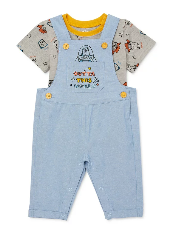 Disney Pixar Toy Story Baby Boy T-Shirt and Overall Set, 2-Piece, Sizes 0/3-24 Months