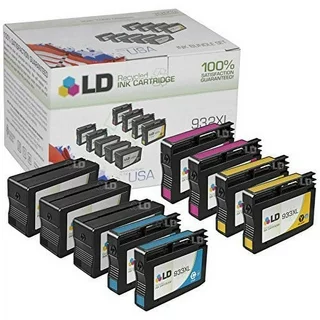 LD Remanufactured Replacements for HP 932XL & 933XL High Yield Ink Cartridges: 3 CN053AN Black, 2 CN054AN Cyan, 2 CN055AN Magenta, 2 CN056AN Yellow for OfficeJet 6100, 6600, 6700, 7510, 7612, 7620