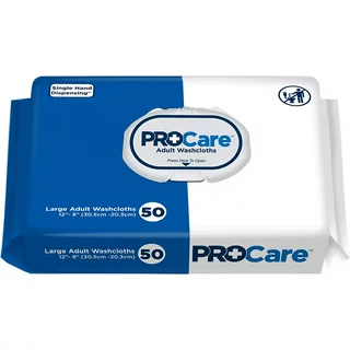 "ProCare Adult Washcloth, 12"" x 8"", Soft Pack (Pack of 50), Pack of 50 By BcTlyInc Ship from US"