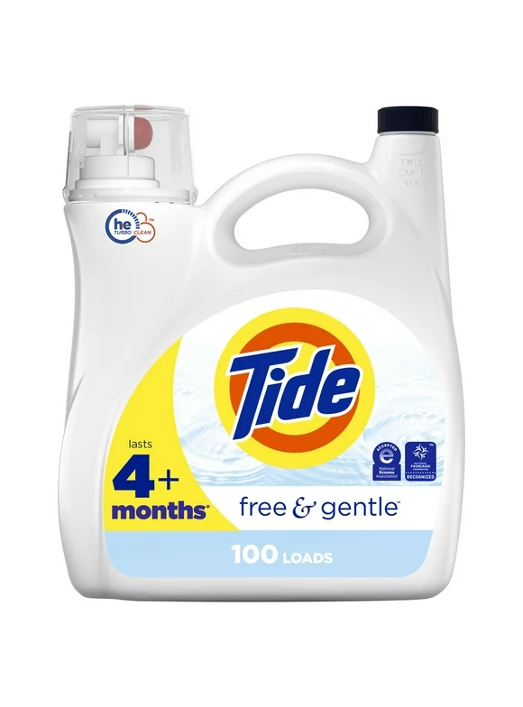Tide Free & Gentle Liquid Laundry Detergent, 100 Loads 146 fl oz