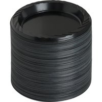 Genuine Joe Round Plastic Black Plates, 6", 125 pack, GJO10427