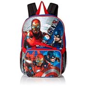 Marvel Boys' Civil War Captain Vs. Ironman 16" Backpack with Lunch Kit, Blue/Black