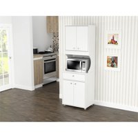 Inval Galley Laminate Kitchen Microwave Cabinet, Open Storage, White