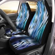 FMSHPON Set of 2 Car Seat Covers Colorful Africa of Leopard Zebra Pattern Blue Universal Auto Front Seats Protector Fits for Car,SUV Sedan,Truck
