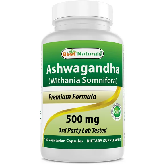 Best Naturals  Ashwagandha 500 mg 120 Vegetarian Capsules | Relaxing Stress and Mood | (Total 120 Capsules)