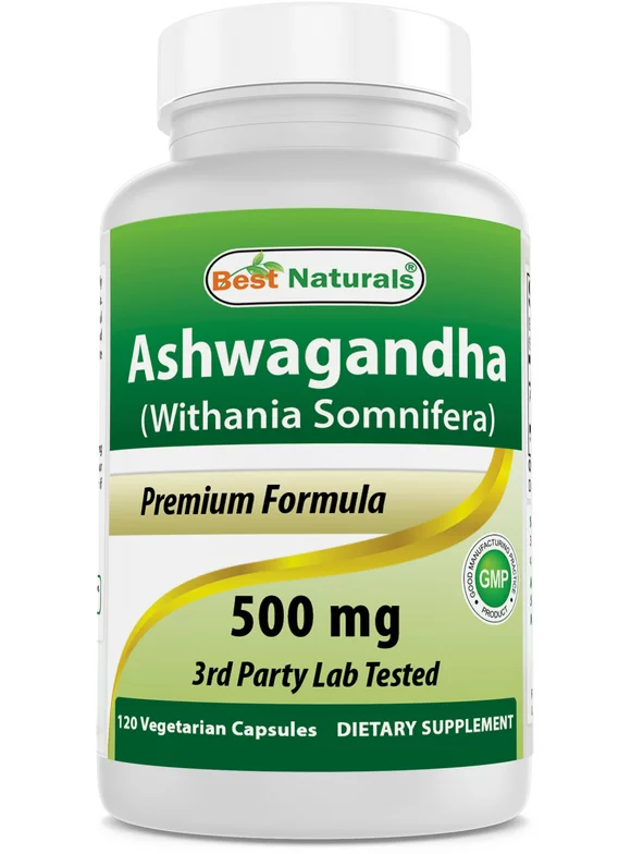 Best Naturals Ashwagandha 500 mg 120 Vegetarian Capsules | Relaxing Stress and Mood | (Total 120 Capsules)