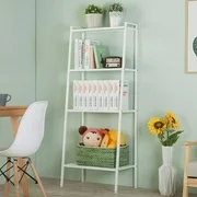 4-Tier Ladder Shelf Bookcase, Metal Shelving Unit Flower Stand Plant Stand Kitchen Storage Rack Shelves for Living Room, Bedroom, Office, Kitchen, Laundry, Pantry, Garage, Closet