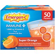 Emergen-C Immune+ 1000mg Vitamin C Powder, with Vitamin D, Zinc, Antioxidants and Electrolytes for Immunity, Immune Support Dietary Supplement, Super Orange Flavor - 50 Count
