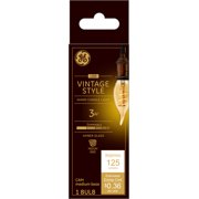GE Vintage Decorative Bent Tip 3-Watt LED Light Bulb (25W Equivalent), Dimmable with Amber Finish and Spiral Filament, Medium Base, Single Bulb