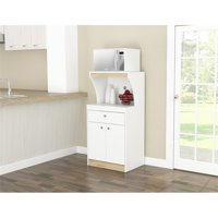 Inval Galley Laminate Kitchen Microwave Storage Cabinet, White and Oak