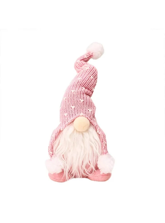 Jocestyle Christmas Gnome Ornaments, Funny Standing Plush Dolls Decoration (Pink)
