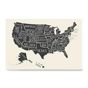 EzPosterPrints -  USA Maps with States Details Posters - Poster Printing - Wall Art Print for Home School, Classroom, Office Decor  - Black and Beige - 36X24 inches