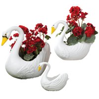 Swan Garden Planters, White, Set of 3