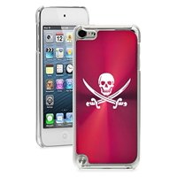 For Apple iPod Touch 5th / 6th Generation Hard Back Case Cover Jolly Roger Pirate (Red)