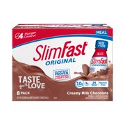 SlimFast Original Meal Replacement Shakes, Creamy Milk Chocolate, 11 Fl Oz, 8 Ct