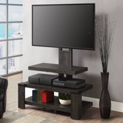 Whalen Shelf Television Stand with Floater Mount for TVs up to 55", Weathered Dark Pine Finish, Multiple Styles