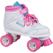 Chicago Girls' Quad Roller Skates White/Pink/Teal Sidewalk Skates, Sizes J12-5