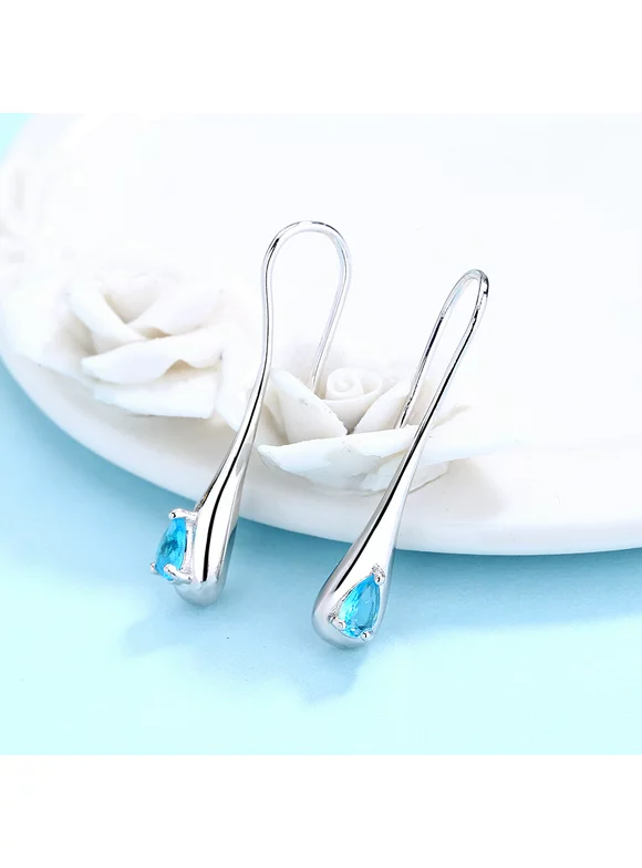 Sterling Silver Aquamarine Water Drop Earrings