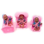 Set of 3 Mini Dolls for Girls with Cradle, Swing, Infant seat