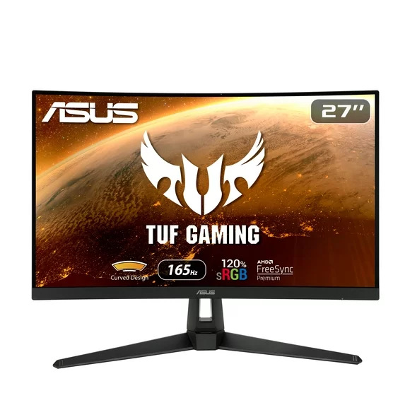 ASUS TUF Gaming  27 Curved FHD Gaming Monitor, 1080P Full HD, 165Hz (Supports 144Hz), Extreme Low Motion Blur, Adaptive-sync, FreeSync Premium, 1ms, Eye Care, HDMI- VG27VH1B
