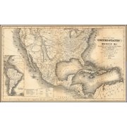 LAMINATED POSTER Map of the United States Mexico &c. Showing the various Land and Water Routes from the Atlantic Cities to California . . . .1849 POSTER PRINT 20 x 30
