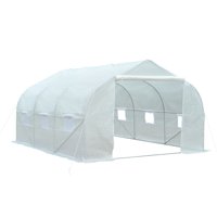 Outsunny 11 x 10 x 7 Outdoor Portable Walk-In Tunnel Greenhouse with Windows - White