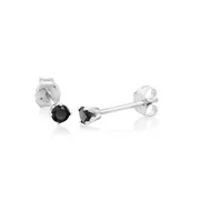 Gem Stone King 925 Sterling Silver Black Diamond Round Stud Earrings For Women (0.17 Carat Total Weight)