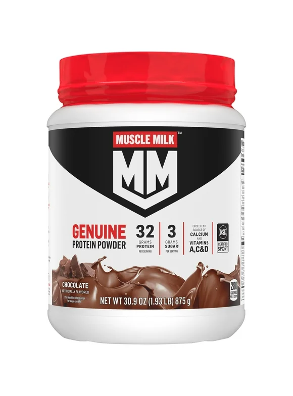 Muscle Milk Genuine Protein Powder, Chocolate, 1.93 Pound, 12 Servings