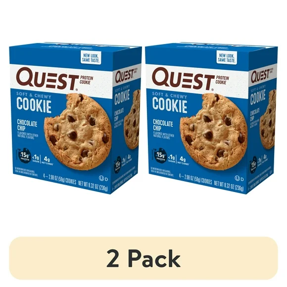 (2 pack) Quest Protein Cookie, High Protein, Chocolate Chip, 4 Count