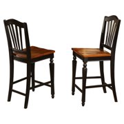 Set of 2 Chairs CHS-BLK-W Chelsea Stools with wood seat, 24" seat height - Black Finish