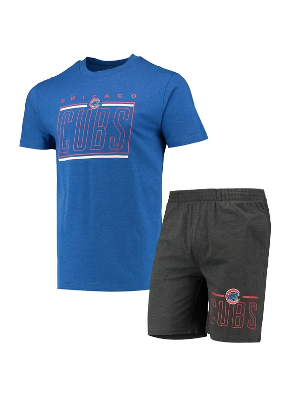 Men's Concepts Sport Charcoal/Royal Chicago Cubs Meter T-Shirt and Shorts Sleep Set