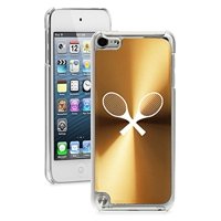 For Apple iPod Touch 5th / 6th Generation Hard Back Case Cover Crossed Tennis Racquets (Gold)