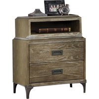 Nightstand with USB, One Size, Weathered Oak