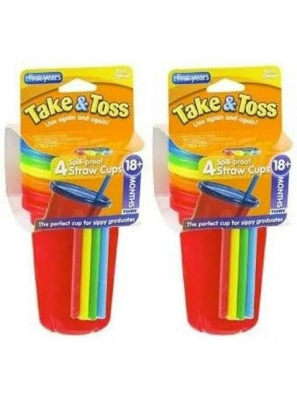 The First Years Straw Cup, Pink Take and Toss, 10 Ounce - 8 Cups