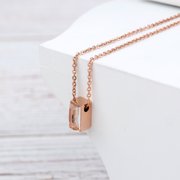 Anavia See You Cremation Necklace for Ashes, Mini See Through Urn Necklace, Mini Cube Cremation Pendant, Cremation Jewelry, Memorial Jewelry, Mini Urn-[Rose Gold]