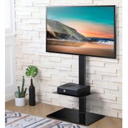 FITUEYES Height Adjustable Black Floor TV Stand for TVs up to 60 with Swivel Mount, TT206001GB