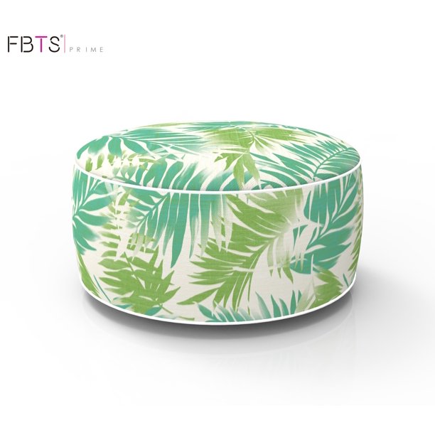 FBTS Prime Outdoor Inflatable Ottoman Light Green Leaf Round Patio Foot Stools and Ottomans Portable Travel Footstool Used for Outdoor Camping Home Yoga Foot Rest