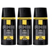 Axe Gold Deodorant Men Body Spray , Dark Vanilla 5 oz Pack of 3