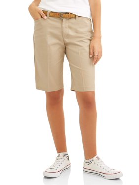 Real School Juniors' Flat Front Low Rise School Uniform Shorts