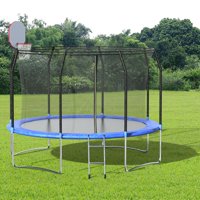 12FT Basketball Trampoline With Enclosure Net Ladder Outdoor Fitness Trampoline PVC Spring Cover Padding For Children And Adults